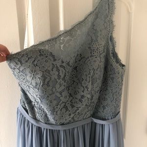 Azazie dusty blue bridesmaid dress